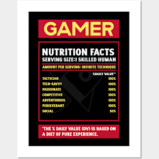 Gamer Nutrition Facts Posters and Art